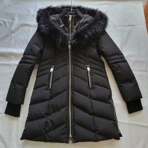 Nicole Benisti Leather-Trim Quilted Down Coat - Size L (Runs Small).